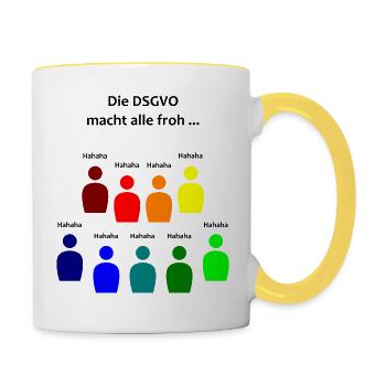 DSGVO alle froh Datenschutz Unternehmer Jurist - Tasse zweifarbig - Weiß/Gelb - Rechts
