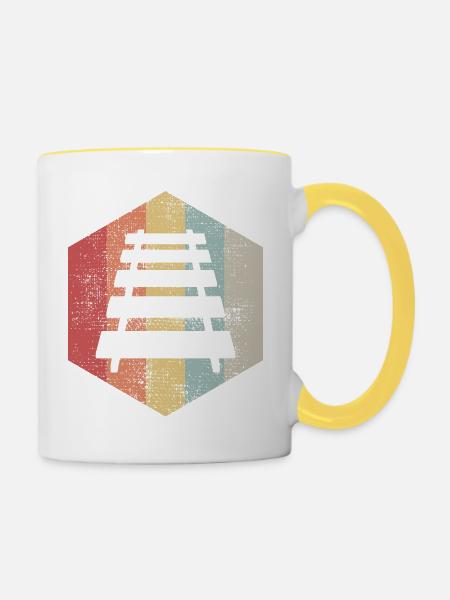 Zug Eisenbahn Gleise - Tasse zweifarbig - Weiß/Gelb