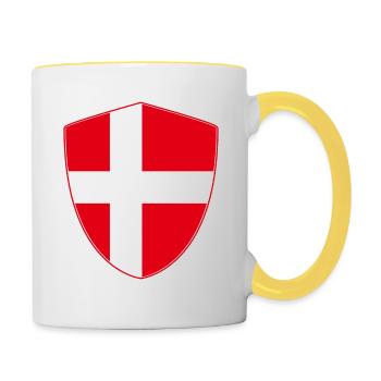 Denmark flag coat of arms gift - Contrasting Mug - white/yellow - Right