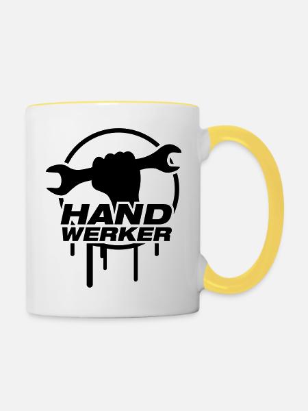 handwerker_logo_f1 - Tasse zweifarbig - Weiß/Gelb