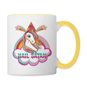 HAIL SATAN! - Contrasting Mug - white/yellow - Right