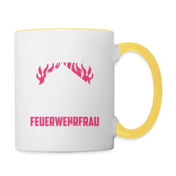Chemise de pompier · Femme pompier · Une fois de plus - Mug contrasté - blanc/jaune - Droite