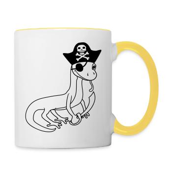 gecko pirat seeraeuber kapitaen matrose seebaer sc - Tasse zweifarbig - Weiß/Gelb - Rechts
