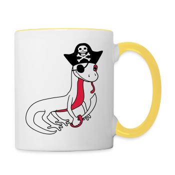 pirat seeraeuber kapitaen matrose seebaer schiff b - Tasse zweifarbig - Weiß/Gelb - Rechts