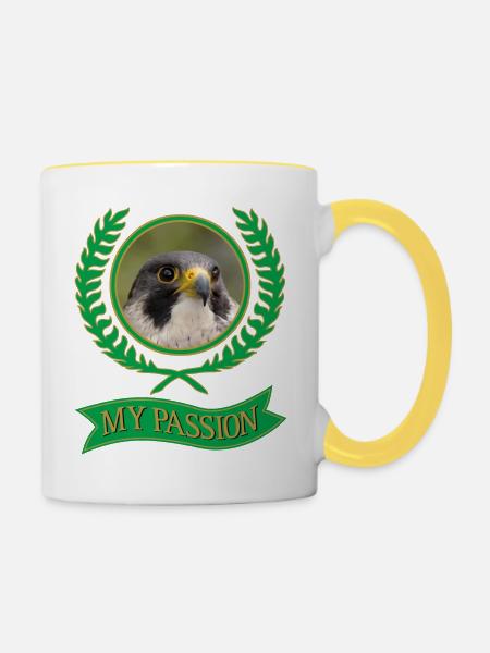 Wanderfalke. Meine Passion - Tasse zweifarbig - Weiß/Gelb