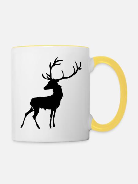 Hirsche - Tasse zweifarbig - Weiß/Gelb