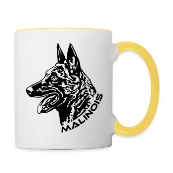 490 Malinois - Mug contrasté - blanc/jaune - Droite