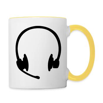 Headset Kopfhörer - Tasse zweifarbig - Weiß/Gelb - Rechts
