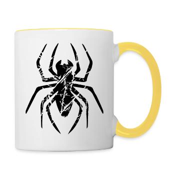 rayures fissures araignée logo design dégoûtant horreur hal - Mug contrasté - blanc/jaune - Droite