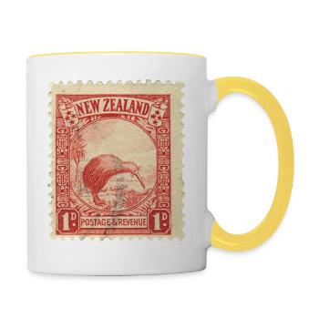 Kiwi Stamp - Contrasting Mug - white/yellow - Right