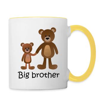 cute bear siblings, big brother - Contrasting Mug - white/yellow - Right