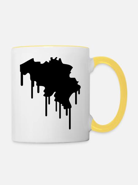 Belgium Graffiti - Tasse zweifarbig - Weiß/Gelb