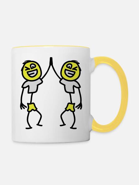 Two Friends - Tasse zweifarbig - Weiß/Gelb