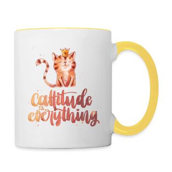 Cattitude is everything! - Contrasting Mug - white/yellow - Right