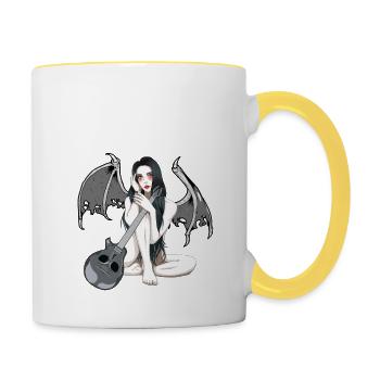 Hard Rock Music Fantasy Devil Concert Satanic - Mug contrasté - blanc/jaune - Droite