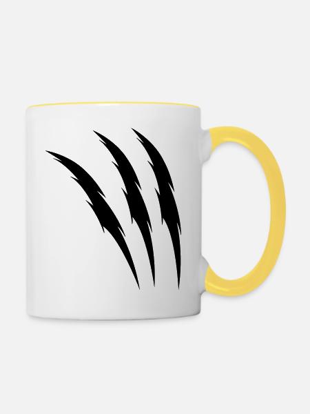krallen - Tasse zweifarbig - Weiß/Gelb