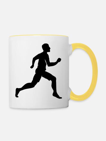 Runner / Läufer (1c) - Tasse zweifarbig - Weiß/Gelb