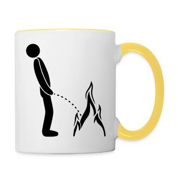 hot fire extinguish flames fire department logo in the ste - Contrasting Mug - white/yellow - Right