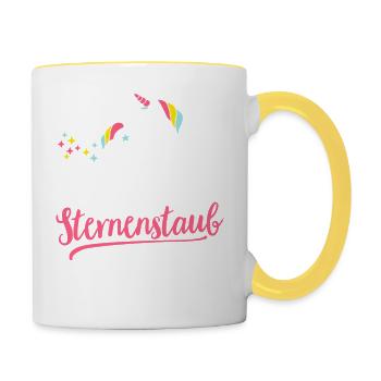 Fresst meinen Sternenstaub ihr Langweiler - Tasse zweifarbig - Weiß/Gelb - Rechts