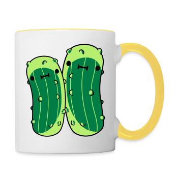 2 kleine gurken mit suessem - Tasse zweifarbig - Weiß/Gelb - Rechts