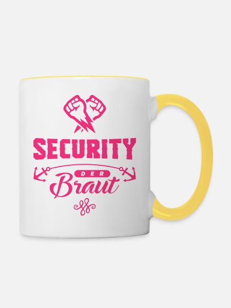 security der braut - Tasse zweifarbig - Weiß/Gelb