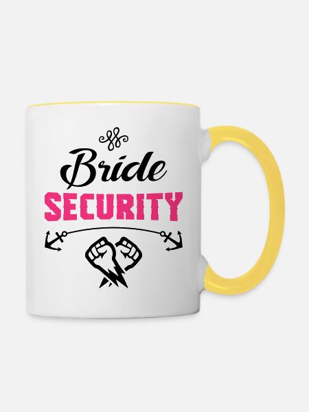 bride security design - Tasse zweifarbig - Weiß/Gelb