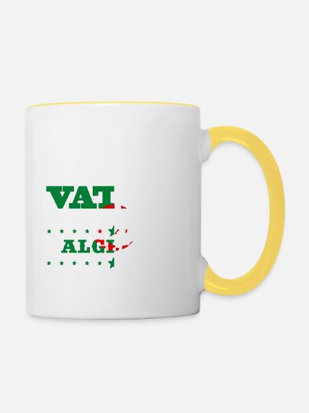 Egal wie cool vater geschenk ist Algerien - Tasse zweifarbig - Weiß/Gelb