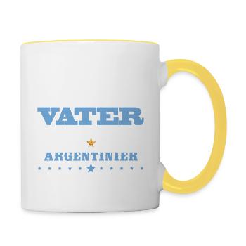 Egal wie cool vater geschenk ist Argentinien - Tasse zweifarbig - Weiß/Gelb - Rechts