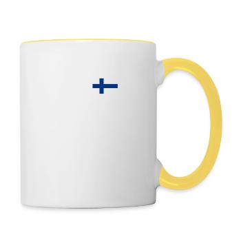 EKG heartbeat Finland - Tasse zweifarbig - Weiß/Gelb - Rechts
