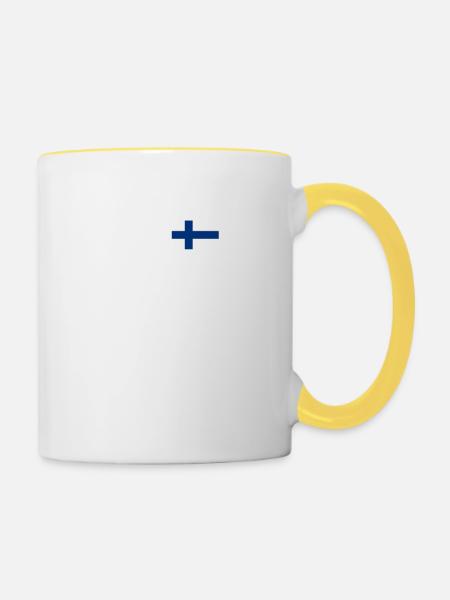 EKG heartbeat Finland - Tasse zweifarbig - Weiß/Gelb