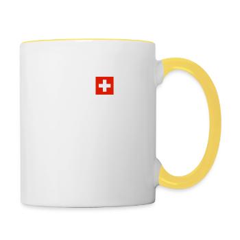 EKG heartbeat SCHWEIZ - Tasse zweifarbig - Weiß/Gelb - Rechts