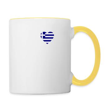 I LOVE ekg heartbeat Griechenland greece - Tasse zweifarbig - Weiß/Gelb - Rechts