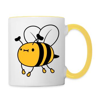 Flying cute bee - Contrasting Mug - white/yellow - Right