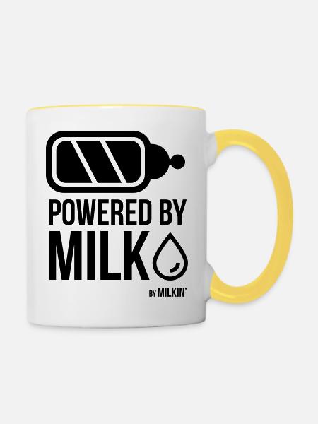 Milkin' - Bottle Power - Tasse zweifarbig - Weiß/Gelb