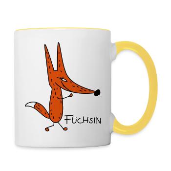 Schlaue Füchsin (b) - Tasse zweifarbig - Weiß/Gelb - Rechts