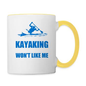 T-shirt kayaking kayak sport - Mug contrasté - blanc/jaune - Droite