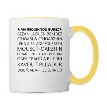 Bretagne - Ma reolennoù buhez - Mug contrasté - blanc/jaune - Droite