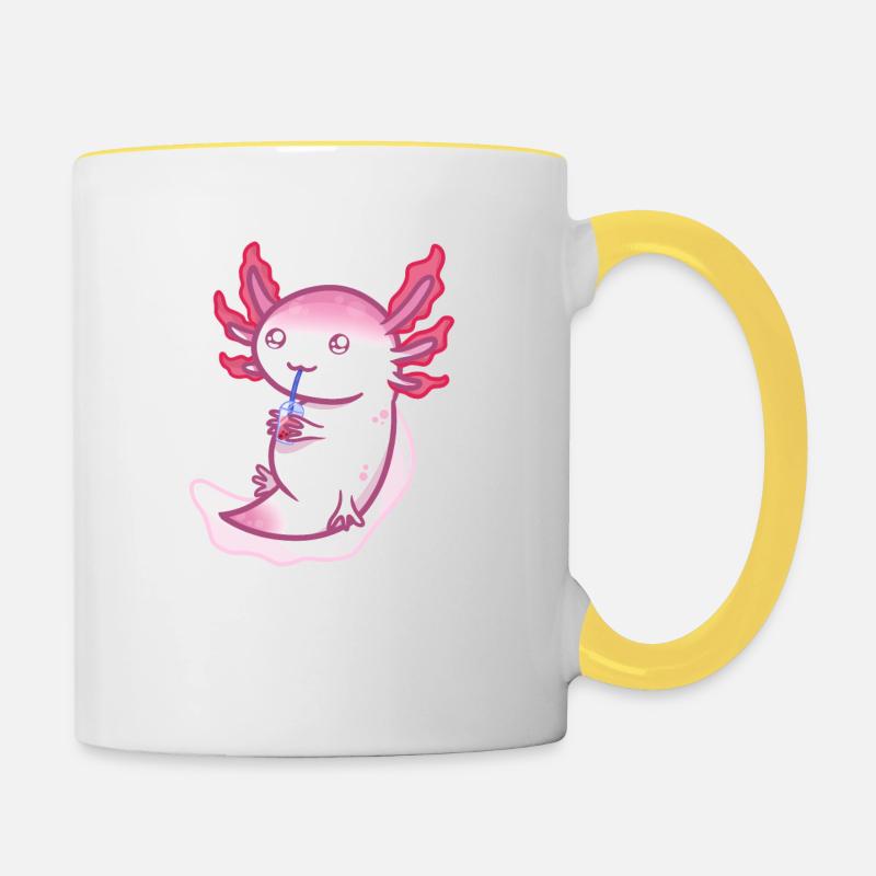 Axolotl x Bubbletea - Contrasting Mug - white/yellow