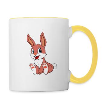 Lapin brun mignon - Mug contrasté - blanc/jaune - Droite