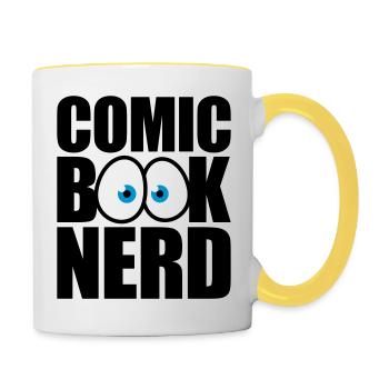 Nerd de bande dessinée - Mug contrasté - blanc/jaune - Droite