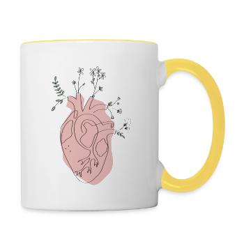 Flower Heart Lineart - Contrasting Mug - white/yellow - Right