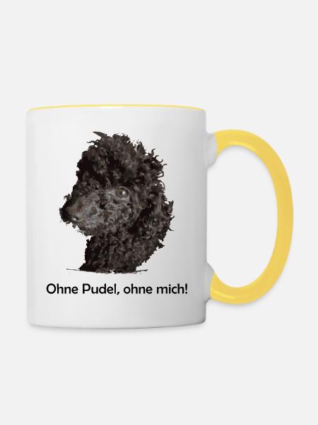 Ohne Pudel ohne mich - Tasse zweifarbig - Weiß/Gelb