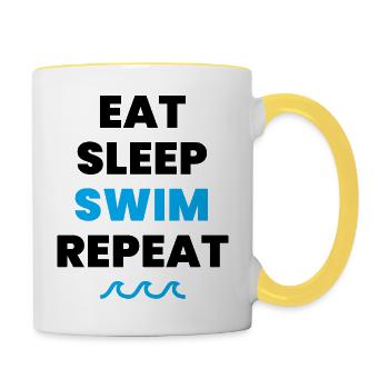 Eat Sleep Swim Repeat citation - Mug contrasté - blanc/jaune - Droite