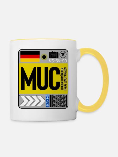 Flughafen München - Tasse zweifarbig - Weiß/Gelb