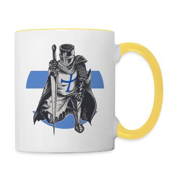 Knight Blue White Templar Order of Middle Ages Armor - Contrasting Mug - white/yellow - Right