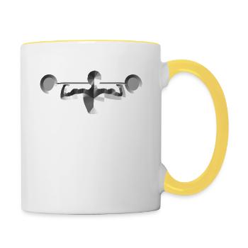 sporty muscle building - Contrasting Mug - white/yellow - Right