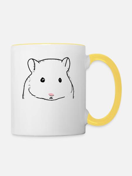 Hamster süß Tiere - Tasse zweifarbig - Weiß/Gelb