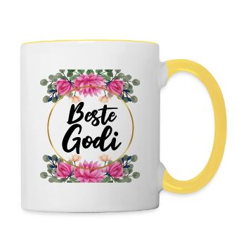 Beste Godi Patentante Österreich Taufgodi Taufpati - Tasse zweifarbig - Weiß/Gelb - Rechts