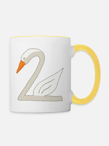 Schwan 2 - Tasse zweifarbig - Weiß/Gelb