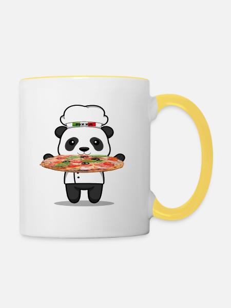 Italian Chef Panda - Tasse zweifarbig - Weiß/Gelb